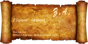 Zipser Ahmed névjegykártya